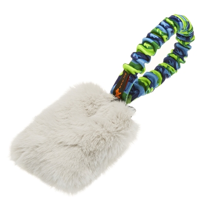 Tug-e-nuff Faux Fur Pocket Bungee Squeaker Dummy med Kunstpels & Piv Grøn
